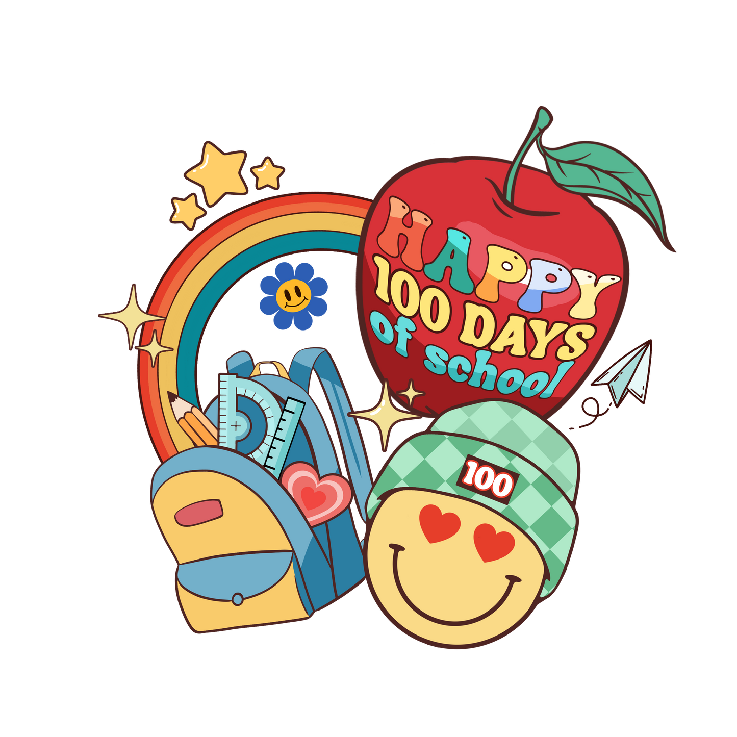 100 DAYS OF SCHOOL- BACKPACK/SMILEY